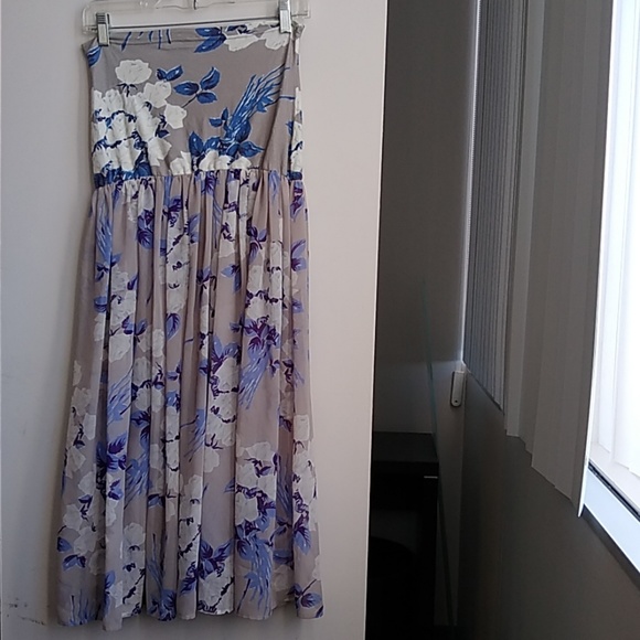 Free People Gray & Blue floral sheer yoga skirt M - Picture 3 of 5